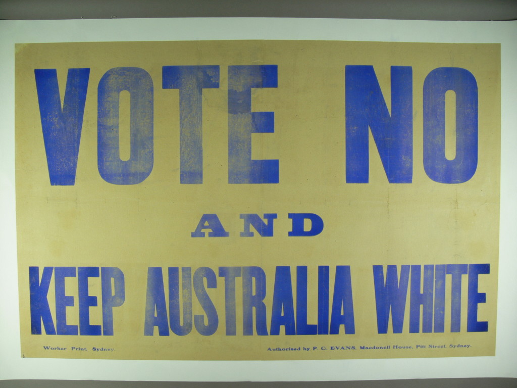 Australians opposed to conscription in 1917 argued that the absence of white men, who were fighting the war, would lead to a flood of non-white labour into the country, lowering living standards and wages Australians opposed to conscription in 1917 argued that the absence of white men, who were fighting the war, would lead to a flood of non-white labour into the country, lowering living standards and wages